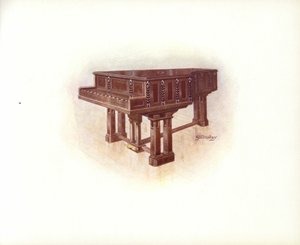スタインウェイ＆サンズ社のアートカタログのページ（カラーリトグラフ
