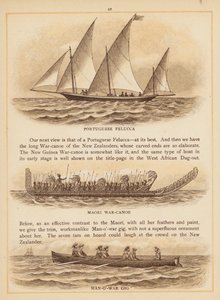 The Boats of the World』のページ、19世紀後半（カラーリトグラフ） 作： English School