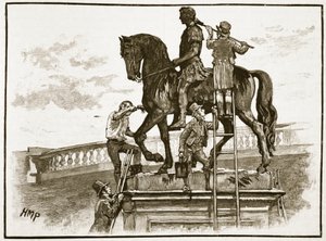 キングウィリアムブラックの絵、ダブリン、1822年、キャッセルズのイラスト入りのイングランドの歴史（セピア写真） 作： English School