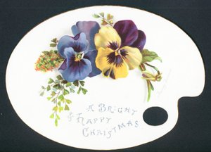 アーティストパレットのパンジー、クリスマスカード 作： English School