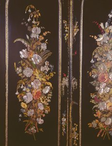 張り子の化粧台、戸棚の扉の詳細、1851年頃（写真）（144844も参照 作： English School