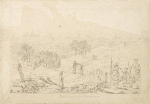 ベルヴィルの高原からのパリ、1815 作： English School