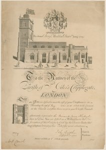 聖ジレスクリップルゲートの教区、境界を打つ、招待状、1860 作： English School