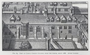 コーパス・クリスティ・カレッジの一部、北側から、1688年頃、Logganの後に（エングレーヴィング 作： English School
