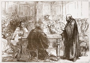 ウプサラでの会議でのオラフ牧師、ジェームスエイトケンワイリー（1808〜1890年）によるパブのプロテスタンティズムの歴史からのイラスト。 1878 作： English School
