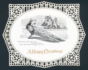 孔雀とフクロウの店、クリスマスカード 作： English School