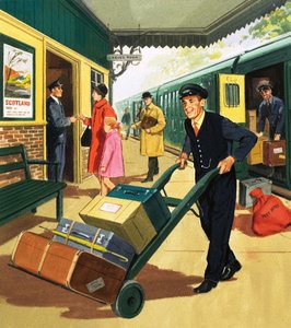 あなたが見る人。The Porter」（紙にガッシュ 作： English School