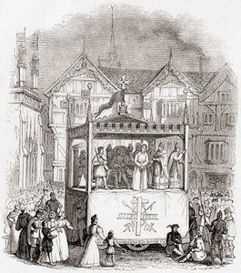コベントリーのスミス劇団による15世紀の受難劇「キリストの裁判と磔刑」の上演：A Pictorial Museum, pub.1847 作： English School