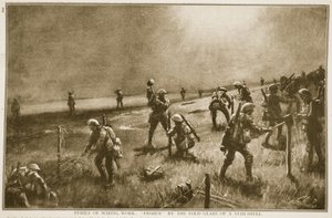 配線作業の危険：星の殻の冷たいまぶしさによって凍りつく、1914-19 作： English School