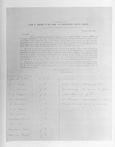 1861年、視力障害のために解雇された従業員に代わってロンドンおよびノースウェスタン鉄道会社の取締役への請願 作： English School