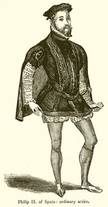 スペインのフィリップII：普通の服装 作： English School