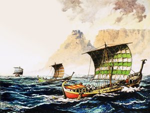 フェニキア人探検家は、エジプトのファラオによって600紀元前にアフリカの海岸を航行する 作： English School