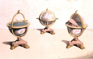 ピットのキャビネット用地球儀（pl.12）（1809-28年に発行されたアッカーマンの芸術、文学、商業、製造、ファッション、政治に関するリポジトリより 作： English School