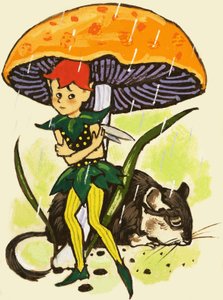 キノコの下のピクシー