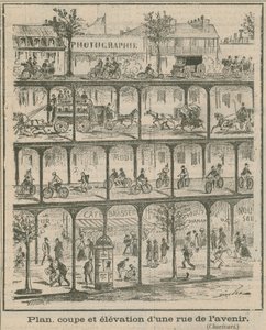 rue de lavenirの断面図と立面図 作： English School