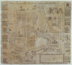 ジョン・コッシンズが測量したリーズの平面図、1730年頃 作： English School