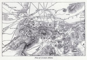 古代アテネの平面図（リトグラフ 作： English School
