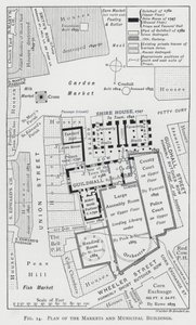 市場と市庁舎の平面図（彫刻 作： English School