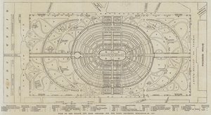 1867年のパリ万国博覧会のために設計された宮殿と公園の平面図（エングレービング 作： English School