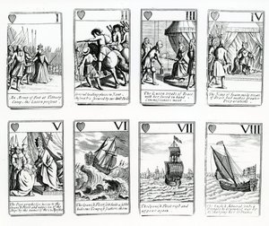 1699年のスペイン艦隊のイベントを描いたトランプ 作： English School