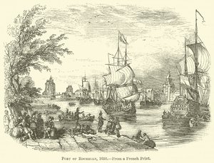 ロシェル港、1650 作： English School