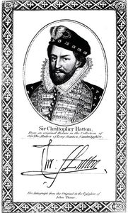 クリストファーハットン卿の肖像と署名（1540-91）