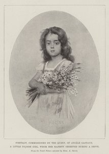 陛下がドライブ中に見たニコイーズの少女、アンジェル・ガストーの肖像画（リトグラフ 作： English School