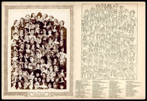 肖像画のモンタージュ、1910年頃著名な女性、文学と歴史（リトグラフ） 作： English School