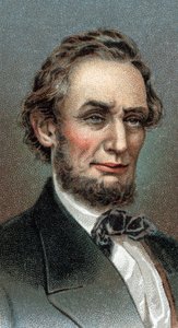 Portrait of Abraham Lincoln - エイブラハム・リンカーン（1809-1865）第16代アメリカ合衆国大統領の肖像 - シリーズ「Leaders of Men」より - クロモリトグラフ - イギリスの学校、20世紀 - 。 作： English School