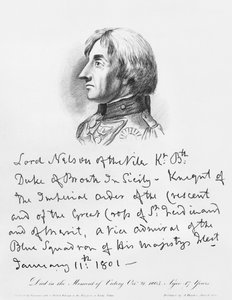 手書きのホレイショネルソン提督の肖像画
