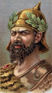 アッティラ・ザ・フン（406年頃～453年頃）の肖像 - シリーズ「人間の指導者たち」より - クロモリトグラフ - イギリス派、20世紀 - 。 作： English School