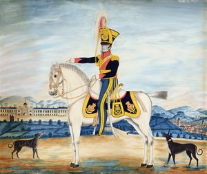 ウィリアム・マンフル船長の完全軍服姿の肖像、1822年（WC、ガッシュ、紙に鉛筆） 作： English School