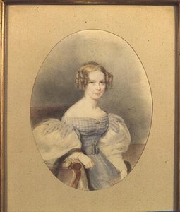 エリザベス・フォン・サンディゼル伯爵夫人（通称リリ）18歳の肖像（紙に水彩画 作： English School