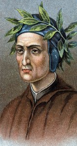 ダンテ・アリギエーリ（1265～1321）の肖像 イタリアの詩人 - シリーズ「男たちのリーダー」より - クロモリトグラフ - イギリス派 20世紀 - 拡大表示 作： English School