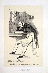 ヘンリー・オブライアン（1808-35）の肖像 「アイルランドの丸い塔」の著者（エングレービング） 作： English School
