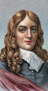 ジョン・ミルトン（1608-1674）の肖像 - シリーズ「人間の指導者たち」より - クロモリトグラフ - イギリス派、20世紀 - 。 作： English School