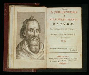 「ジュヴェナールとアウリウスフラックスの風刺」からのジュヴェナールの肖像、1763年（彫刻） 作： English School