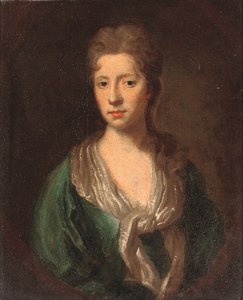 1756年頃、ウィリアムクレイトン卿の妻、マーサの肖像 作： English School