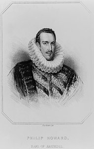 フィリップハワードの肖像（1557-95）アランデル伯爵、「ロッジの英国の肖像」、1823年 作： English School