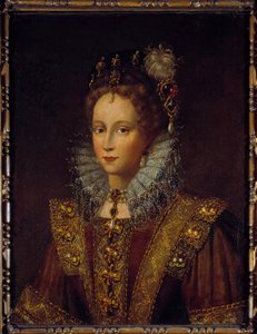 イングランド王妃エリザベート・アイア（1533-1603）の肖像 イングランド派の絵画。17世紀日 0,56x0,77 m ポー、ミュゼ・デュ・シャトー 作： English School