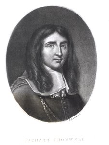 リチャードアーロム（1743-1822）が「イギリスの歴史における輝かしい登場人物」（メゾティント）から彫刻したリチャードクロムウェル（1626-1712）の肖像 作： English School