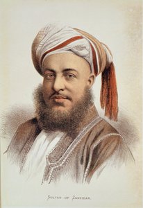 Sayyid Barghash（c.1834-88）の肖像、ザンジバルのスルタン（カラーリソ） 作： English School