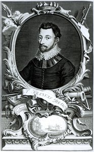 ジェイコブスウーブラケン（1698-1780）によって彫刻されたサーフランシスドレイク（c.1540-96）の肖像（彫刻）（bw写真） 作： English School