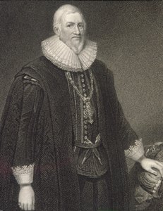 1823年の「ロッジの英国の肖像」からのヒュー・ミドルトン卿の肖像（1560-31） 作： English School