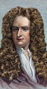 アイザック・ニュートン卿の肖像 1642年～1727年 イギリスの物理学者・数学者 - 「Leaders of Men」シリーズより - クロモリトグラフ - イギリスの学校、20世紀 - 。 作： English School