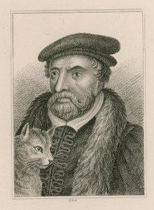 リチャードウィッティントン卿と猫の肖像画。それ以外はロンドン市長、ディックウィッティントン 作： English School