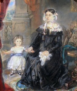 インテリアの母と幼い子供の肖像、c.1830（ペアについては126404を参照）