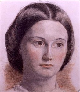 若い女性の顔の肖像」1840年頃（紙にカラーチョークで描かれている） 作： English School