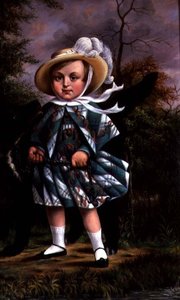 黒い犬を連れた子供の肖像、1830年頃 作： English School