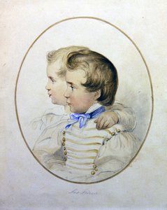 軍服を着た2人の兄弟の肖像 1840年頃 （紙に水彩画） 作： English School